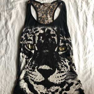 Black graphic racer back tanktop